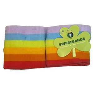 St Patrick's Day Rainbow Striped Headband and Wristband Set NEW!